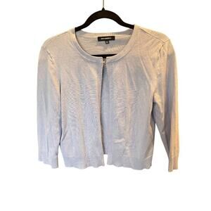 525 America Womens Light Blue Lavender Crop Cardigan Sweater  Size M